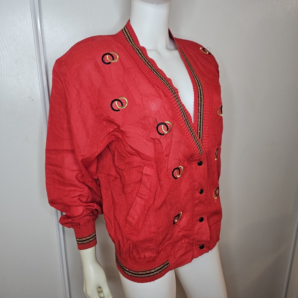 VTG Red Embroidered Women's Sportswear Jacket Size M/L